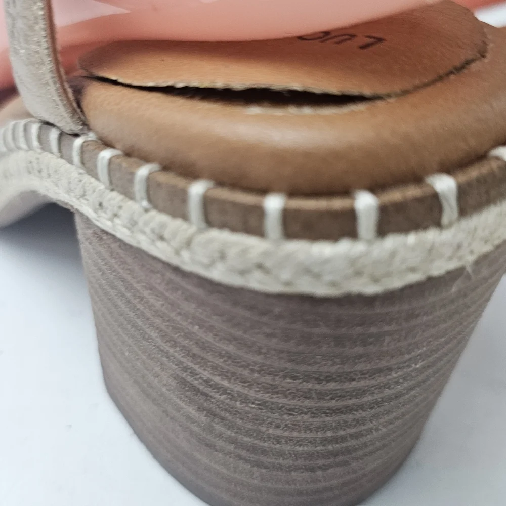 Lucky Brand Jennyl Metallic Espadrille Block Heel Sandals Stardust Size 7.5 - Picture 9 of 10